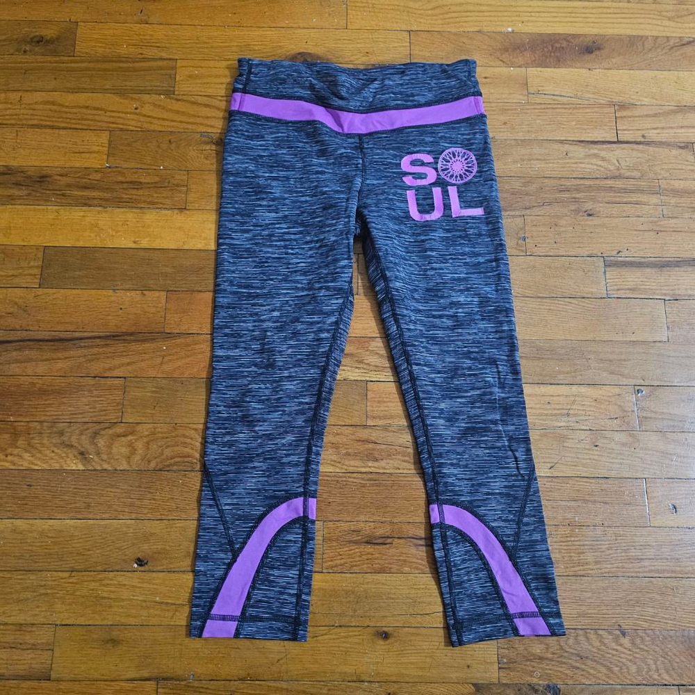 Lululemon Athletica Black Purple Yoga Leggings Women's Size 6
